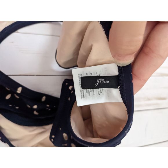 J Crew Scoop Laser Cut Eyelet Bikini Set Navy Blue NWT - Picture 8 of 9